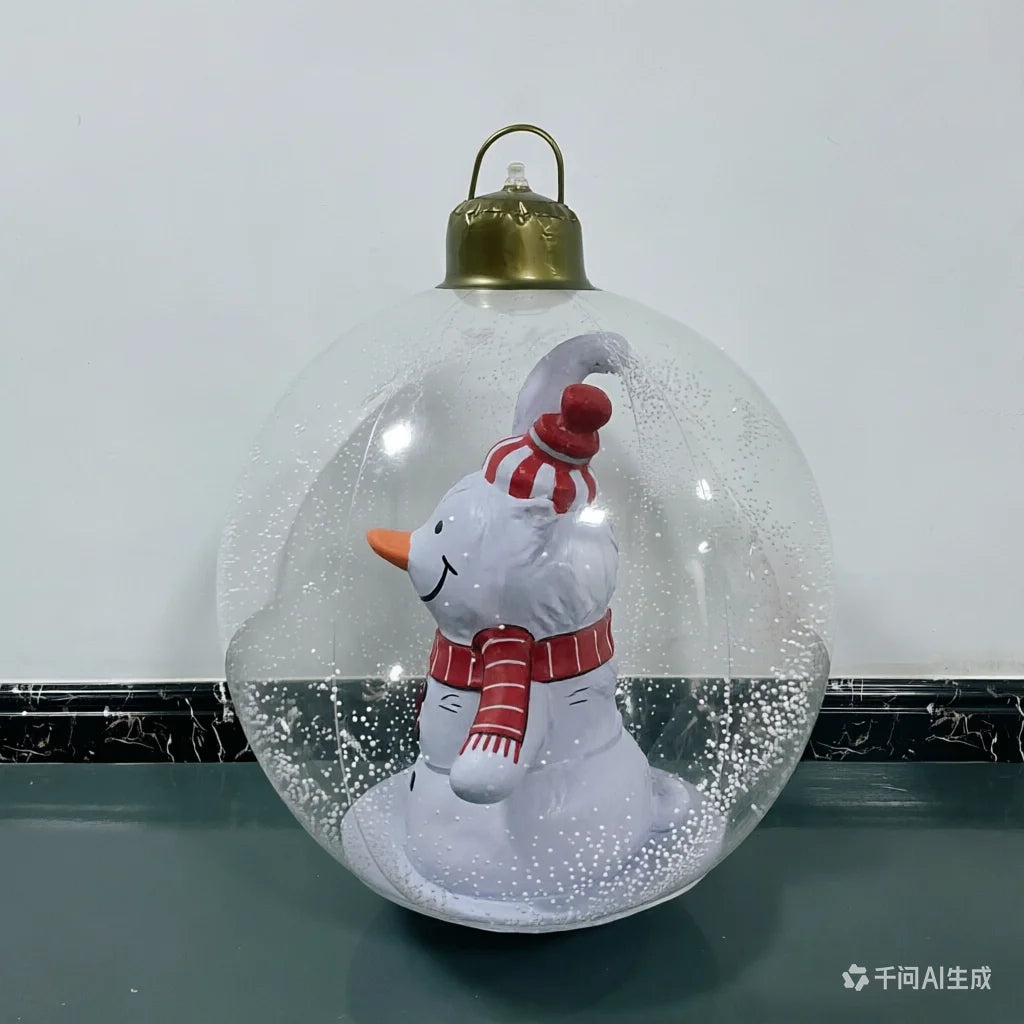 Boule neige gonflable gris clair laiteux jardin Noël