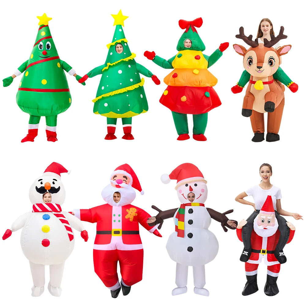 Costume gonflable Noël adulte sapin vert vue de face