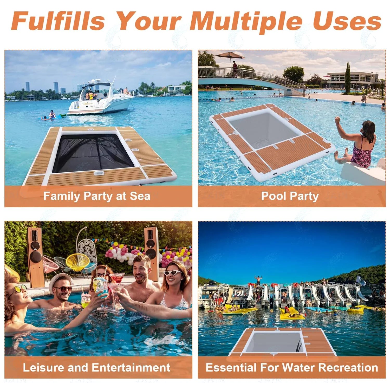 Plateforme flottante gonflable pour le bain de soleil