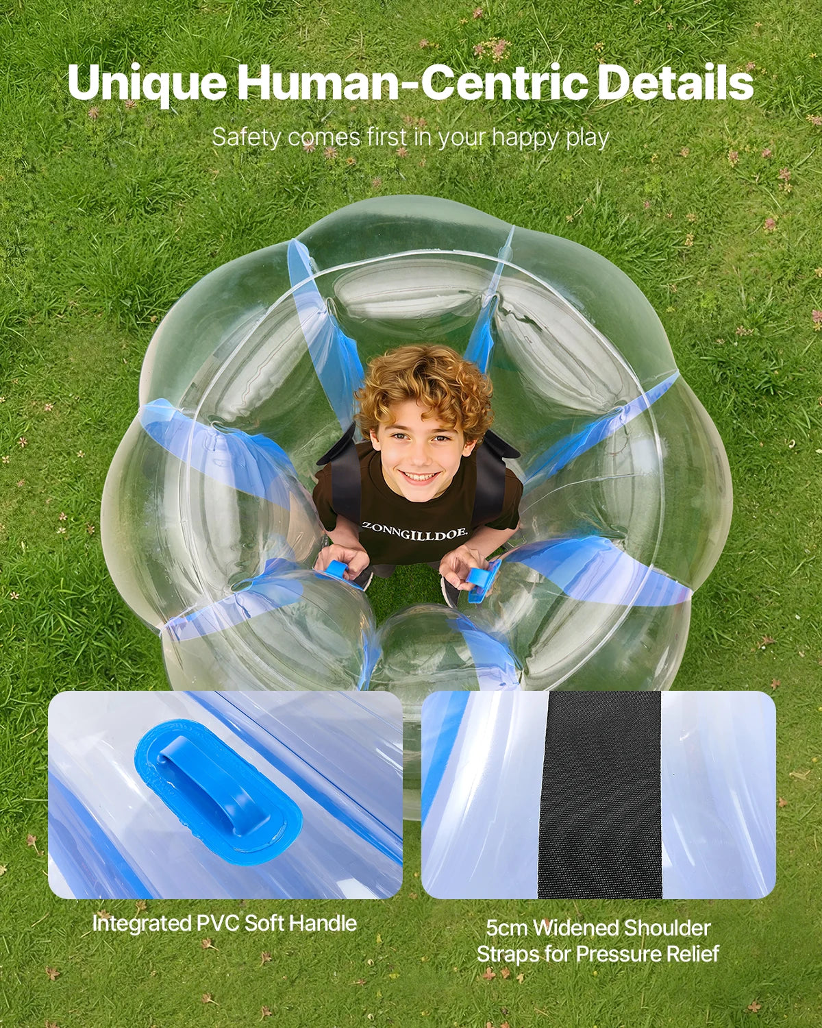 Poignées intérieures zorb ball gonflable sécurité détail