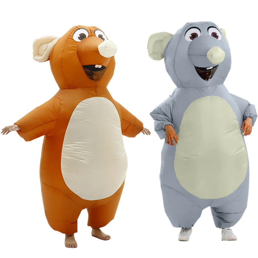 Costume gonflable souris adulte gris vue de face
