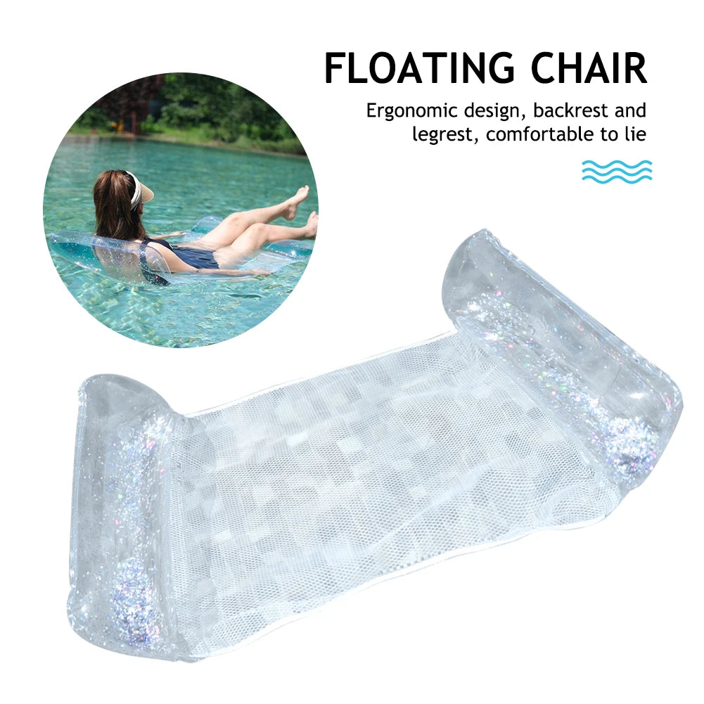 Bouée Gonflable Hamac Transparent Pailleté vue d'ensemble