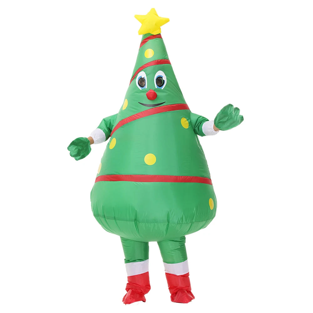 Déguisement sapin gonflable porté en fête de Noël