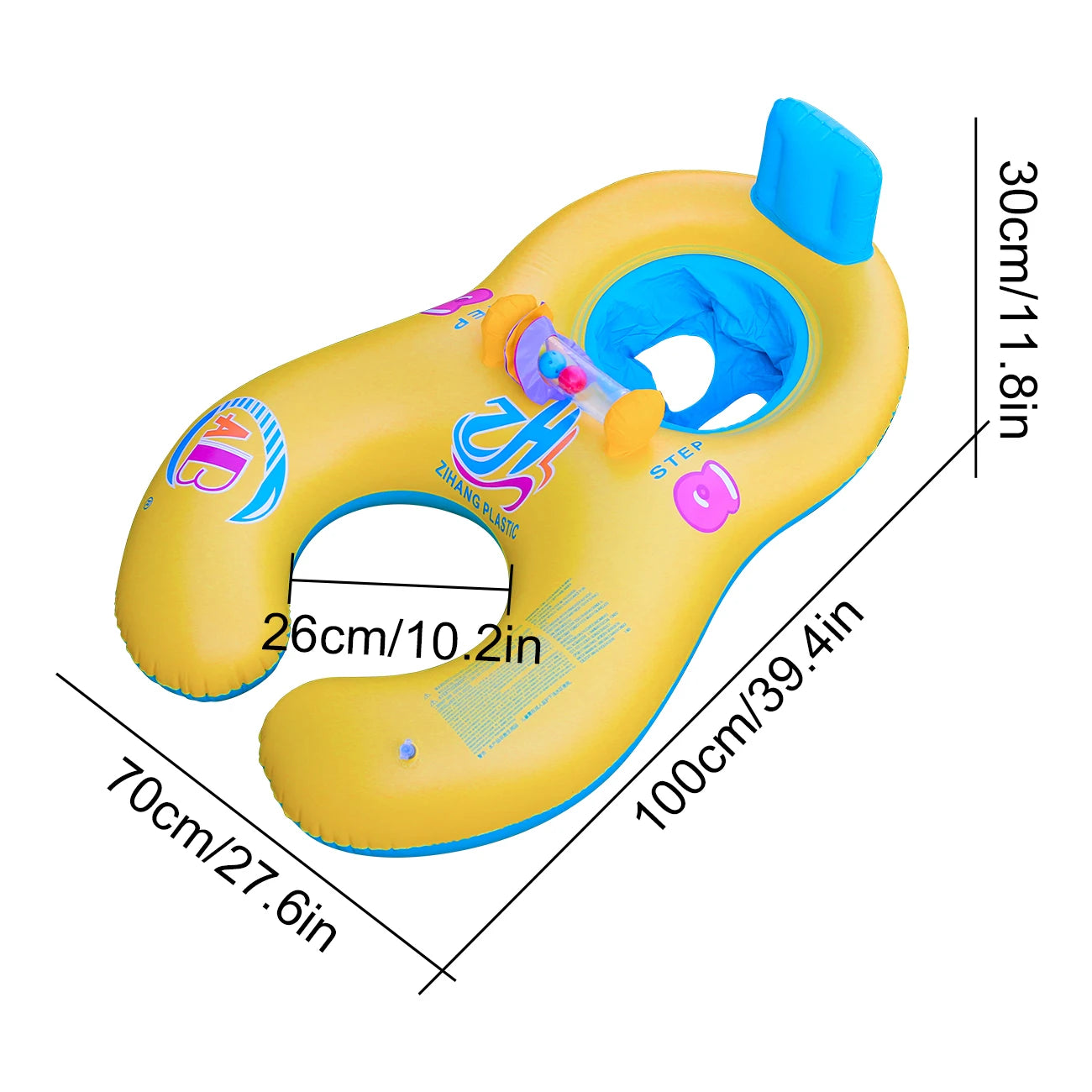 Tube flottant gonflable deux places bleu piscine