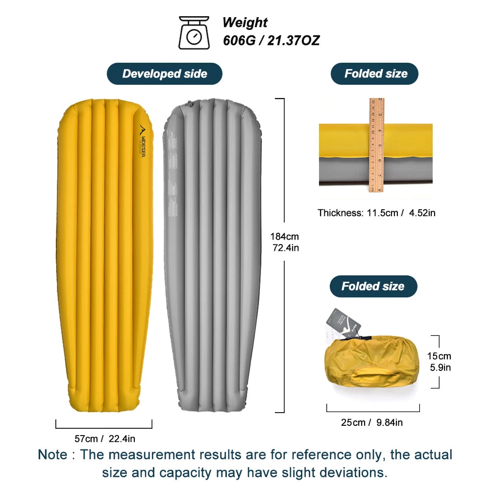 Tapis de couchage gonflable ultraléger vue d'ensemble