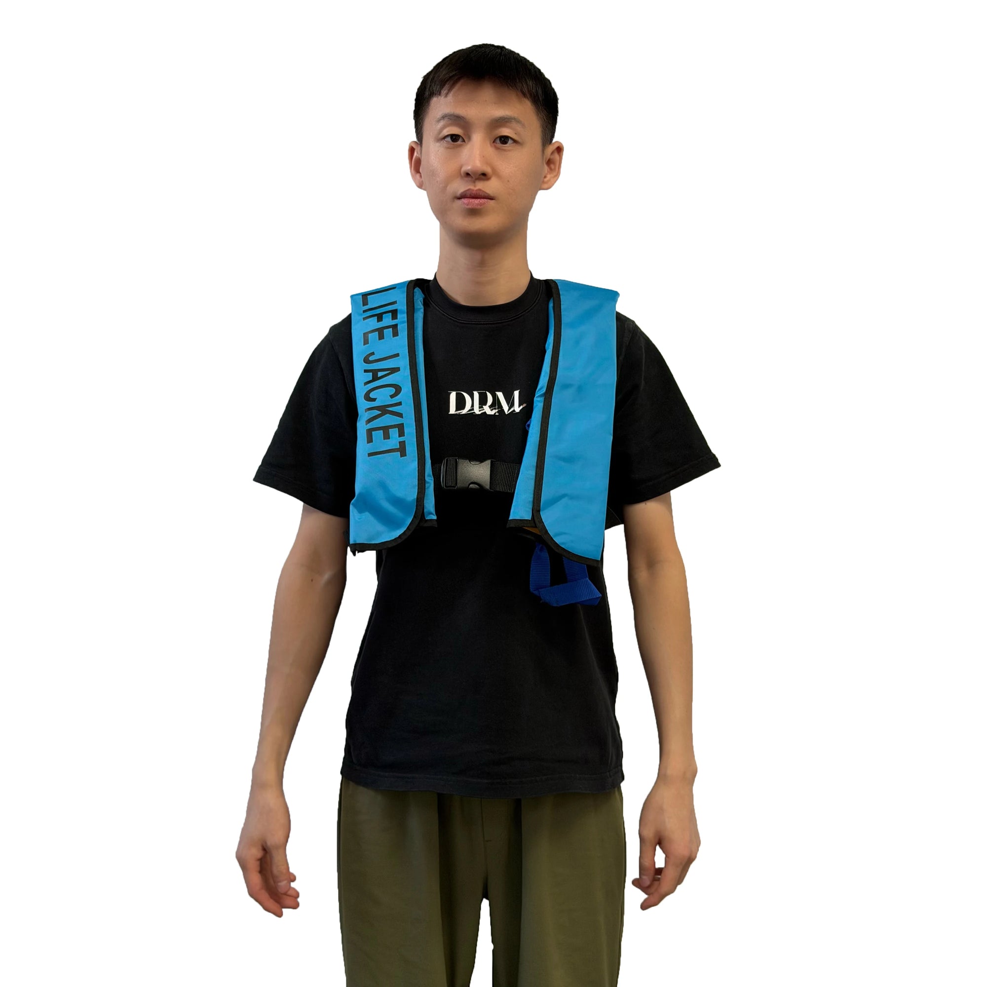 Gilet de pêche gonflable camouflage bleu