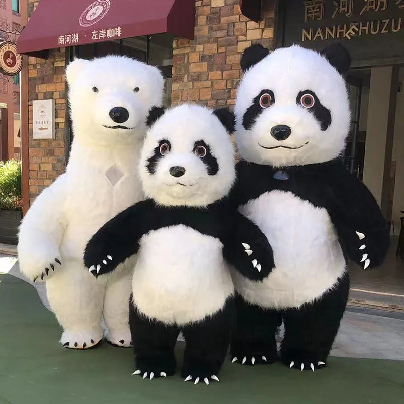 Costume gonflable panda ours polaire vue de face 1