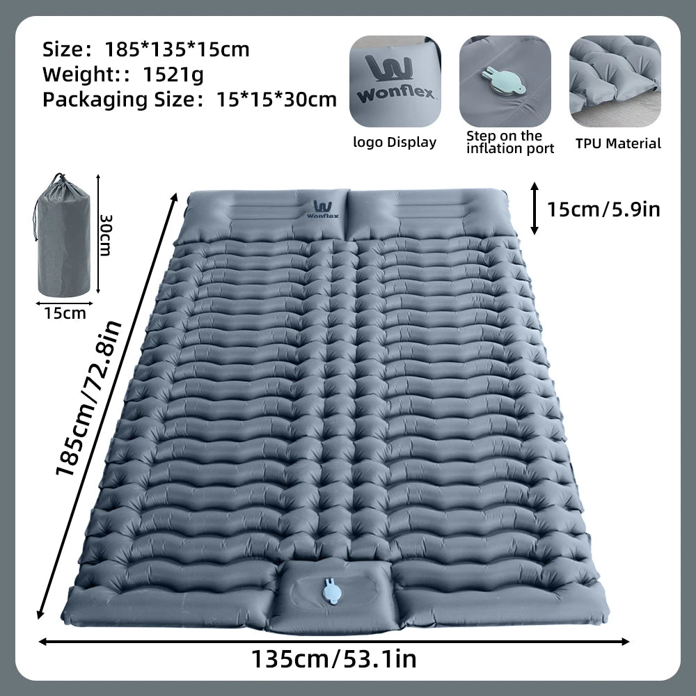 Matelas gonflable camping double gonflé plein air nuit étoiles