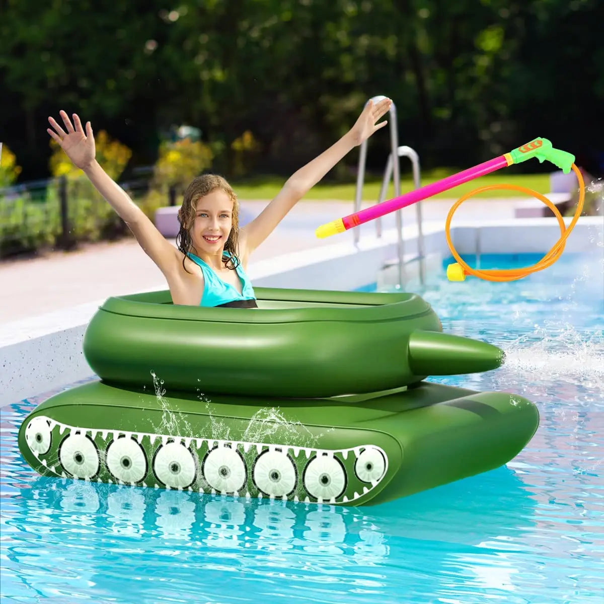 Bouée gonflable fauteuil flottant avec pistolet à eau en piscine