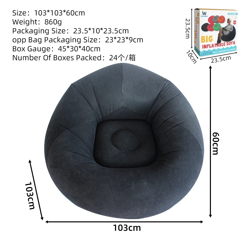 Siège gonflable sphérique pliable facile à ranger
