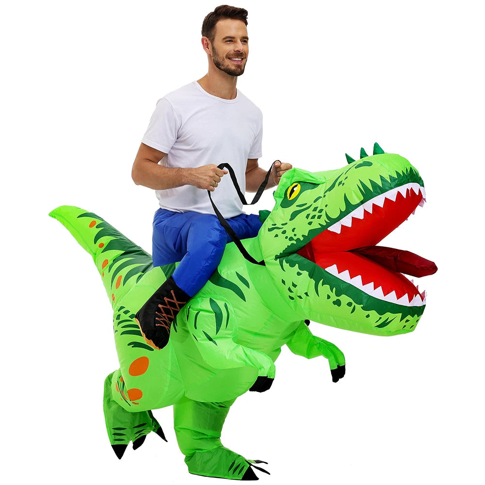 Déguisement gonflable dinosaure vert à piècs Halloween