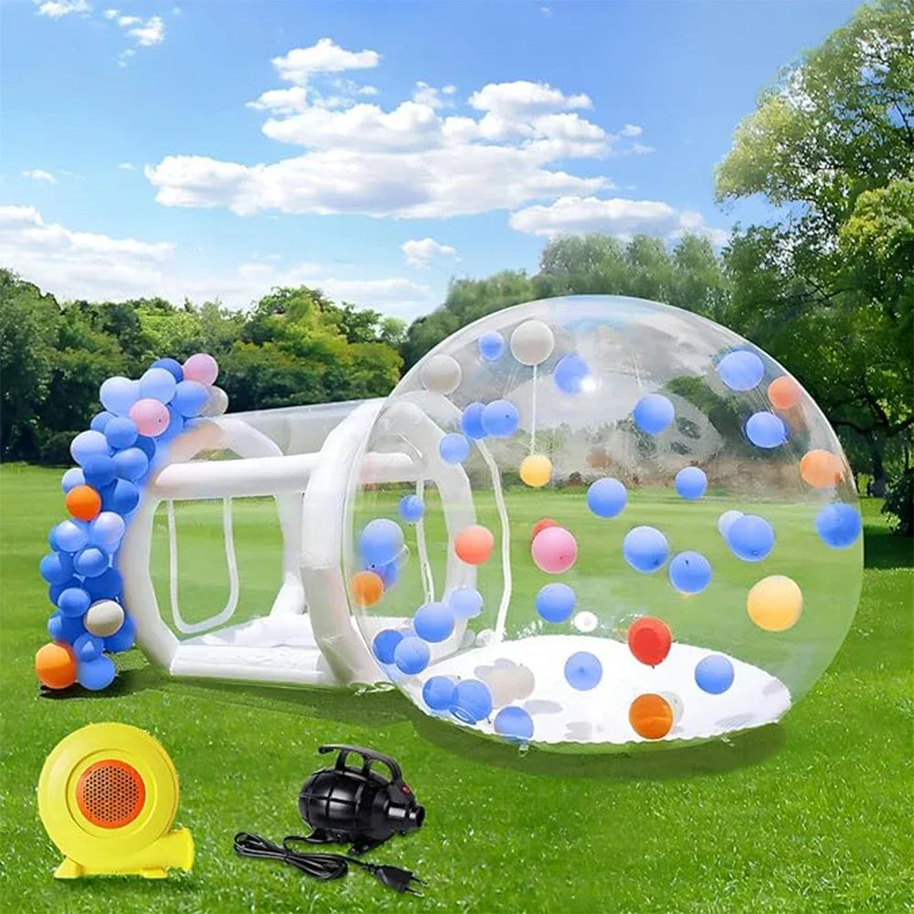 Bulle gonflable transparente dôme installée pour un mariage