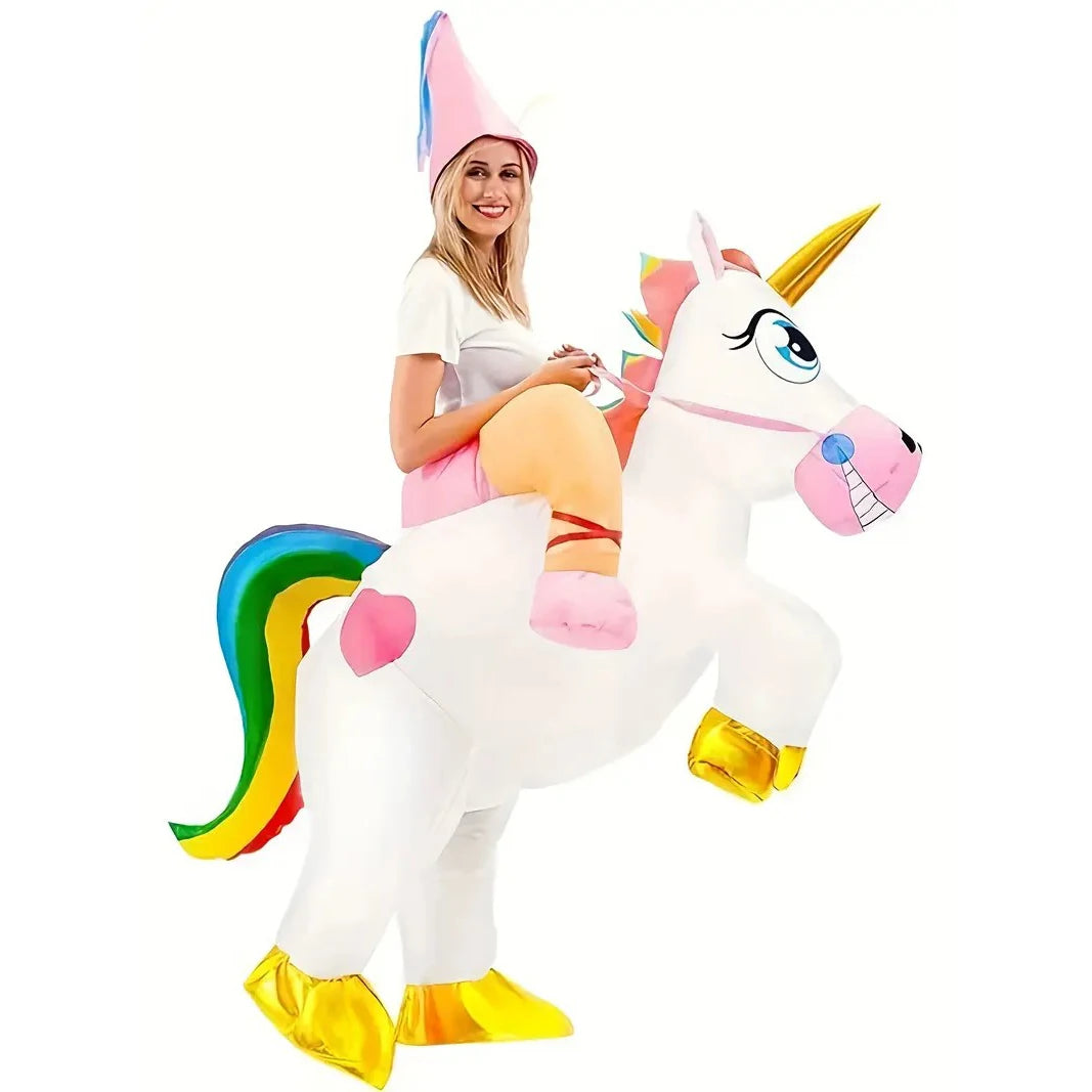 Déguisement gonflable licorne couleurs vives