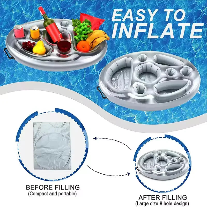 Plateau porte-gobelets gonflable modèle argenté