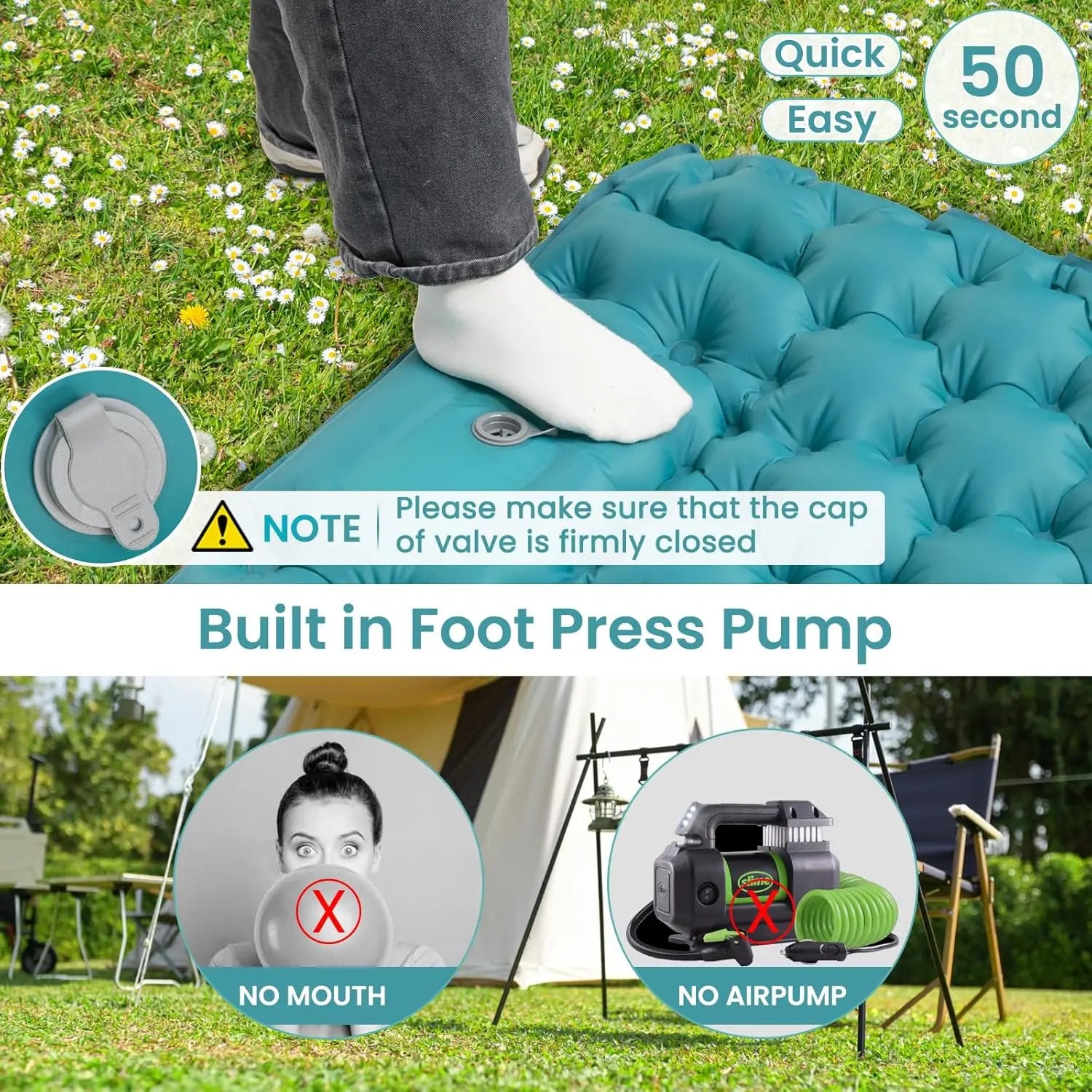 Vue d'ensemble du matelas gonflable double pour deux personnes
