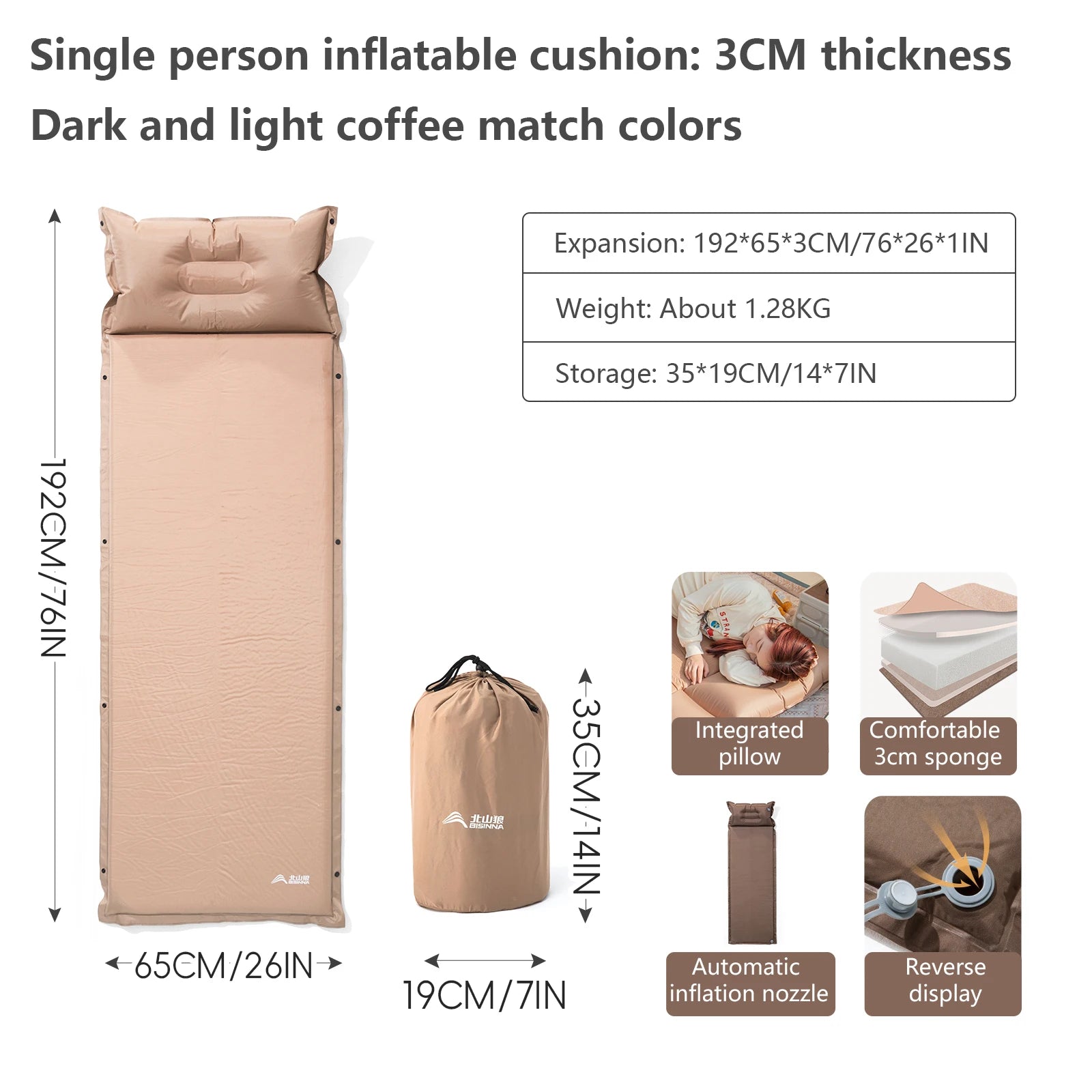 Confort de couchage offert par le tapis gonflable