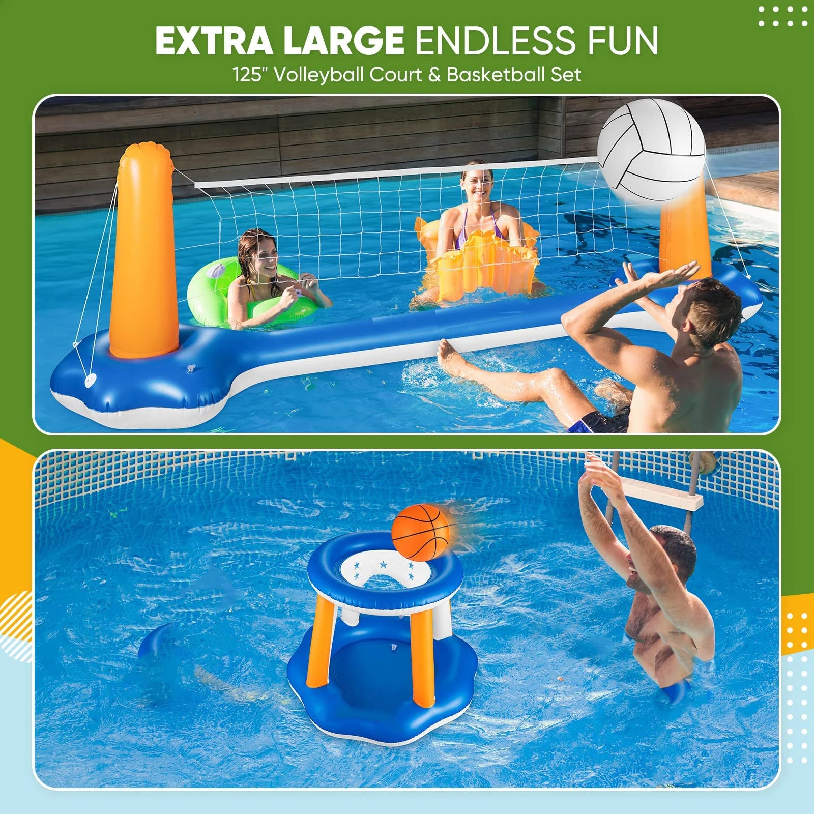 Filet de volley gonflable flottant pour piscine