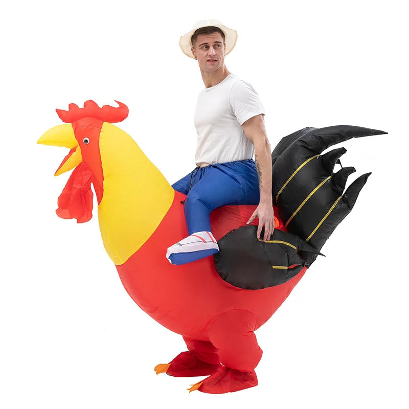 Costume gonflable coq mascotte anniversaire