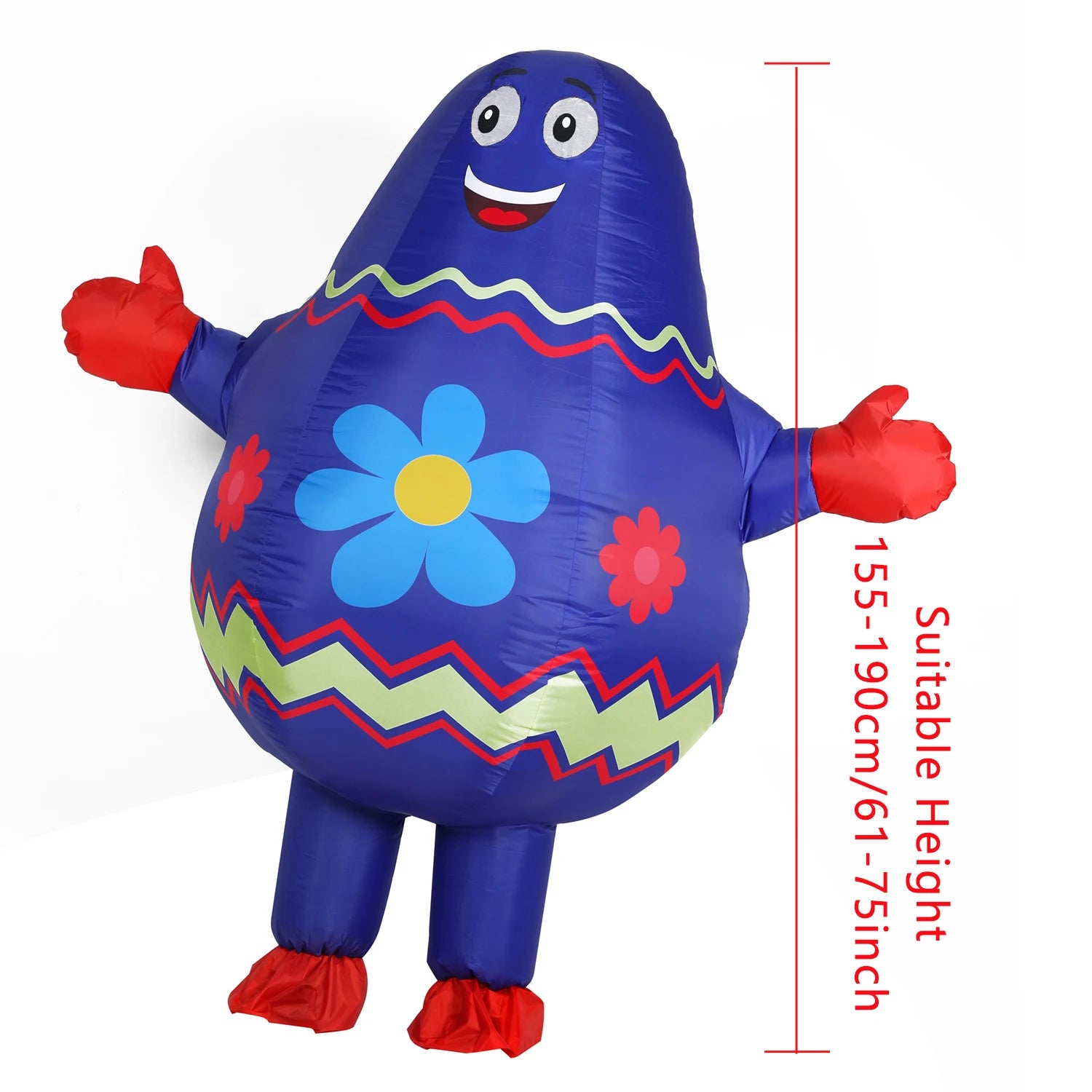 Détail polyester costume gonflable oeuf avec ventilateur
