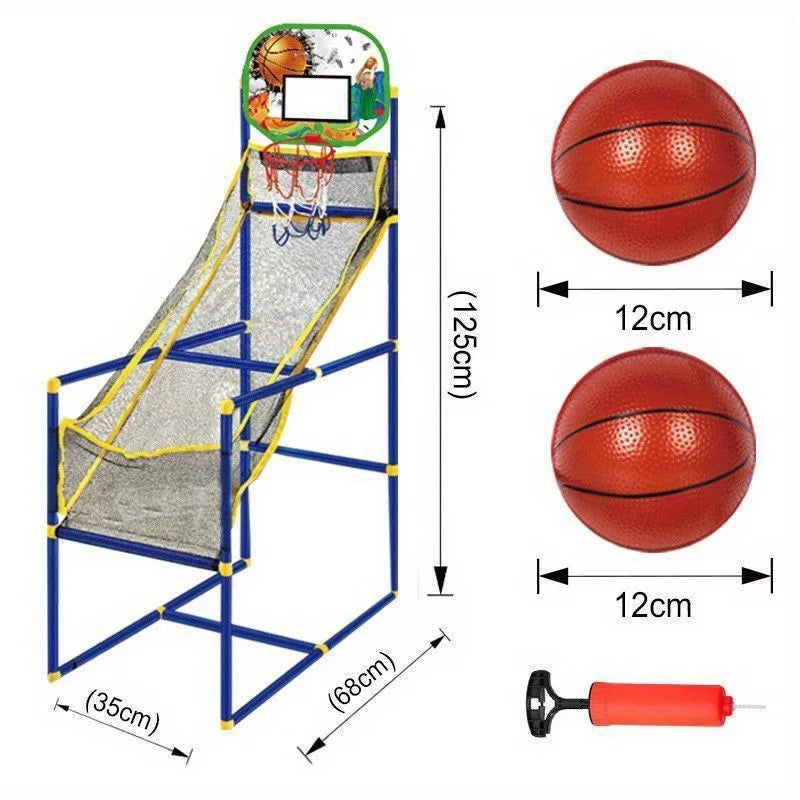 Panier de basket gonflable installé en intérieur
