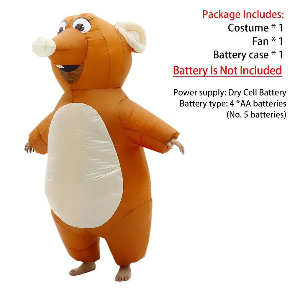Costume gonflable souris vu de dos avec ventilateur