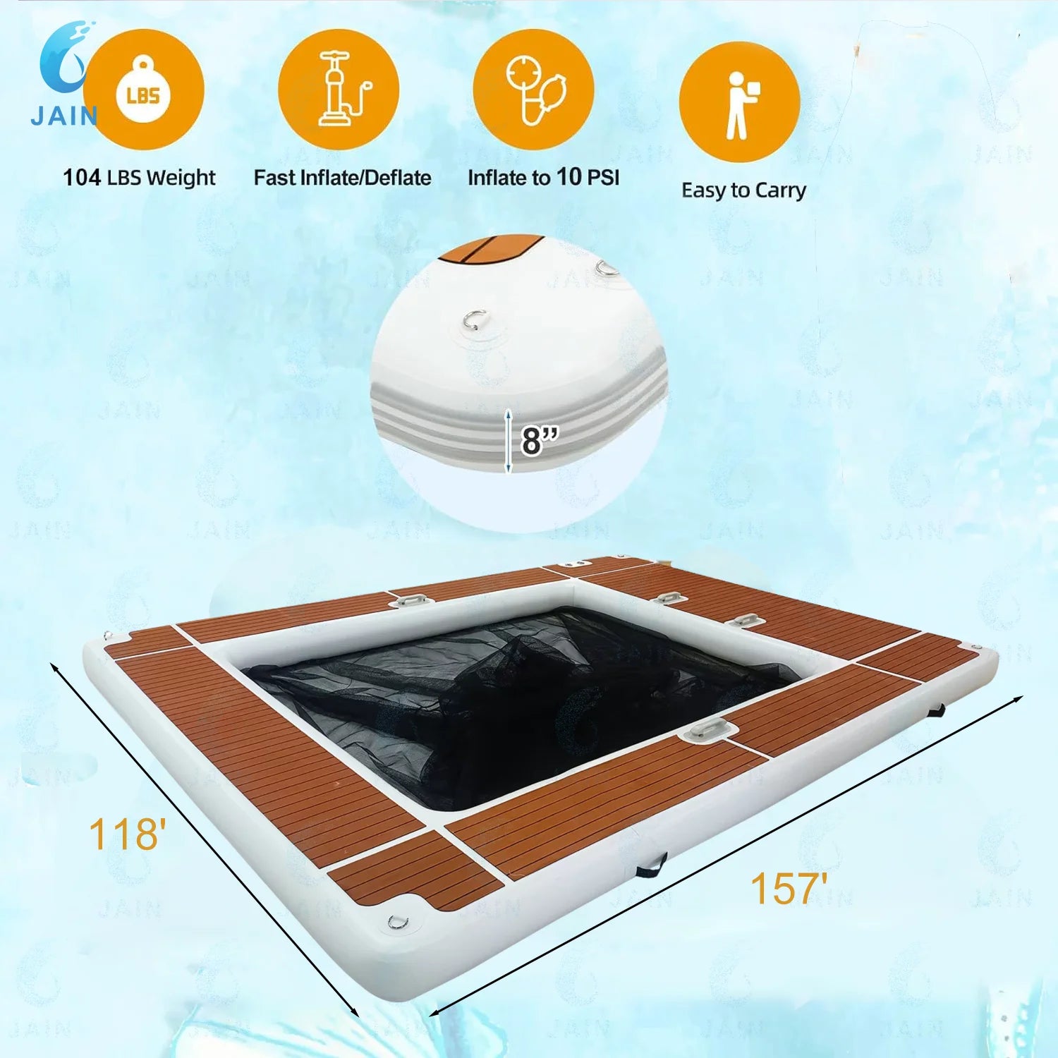 Plateforme flottante gonflable utilisée en mer