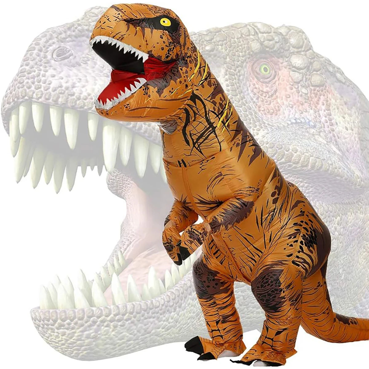 Costume gonflable dinosaure T-Rex vue de face