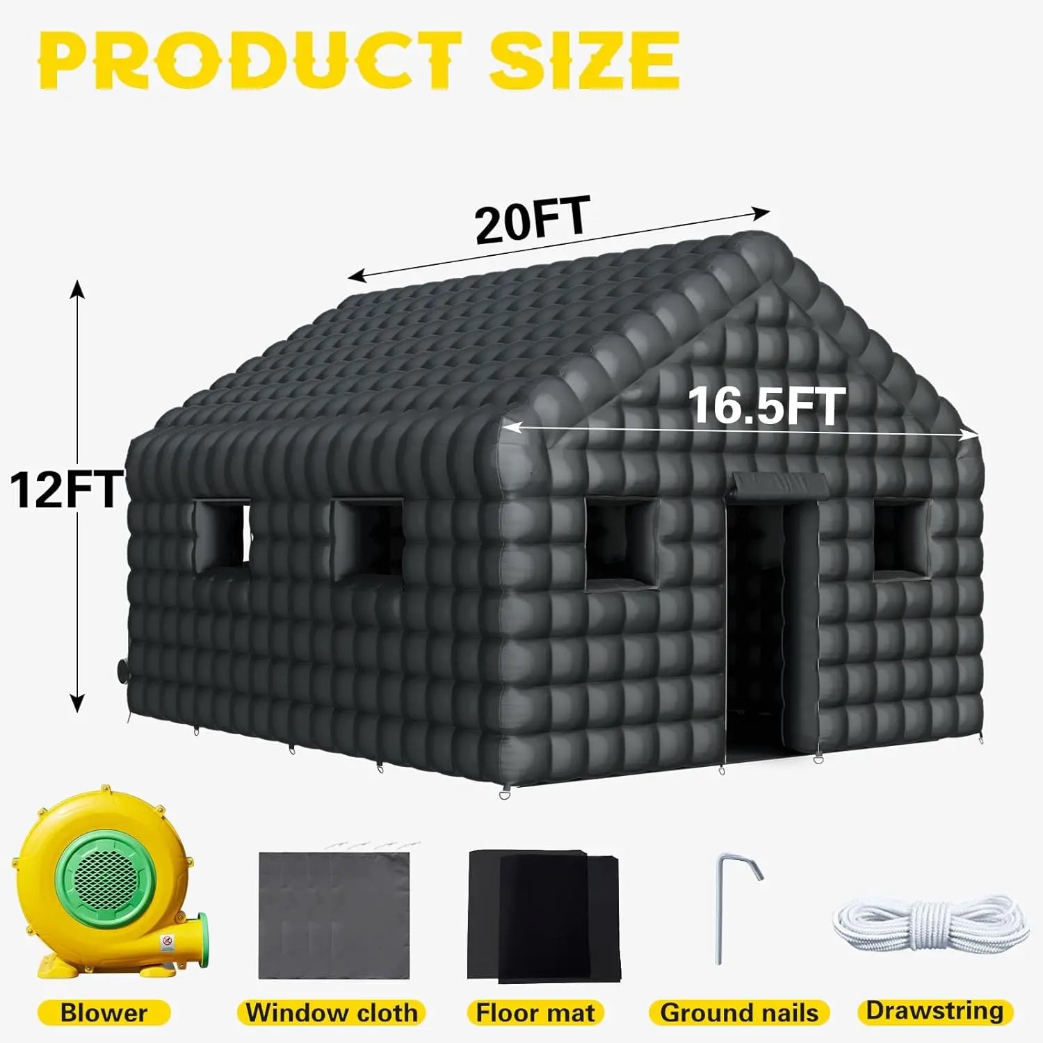 Discothèque gonflable 6x4 m thème fête club vue d'ensemble