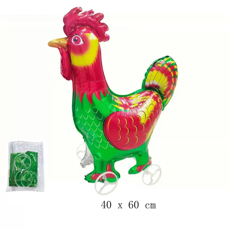 Ballon foil animal marchant gonflable vue ensemble fête