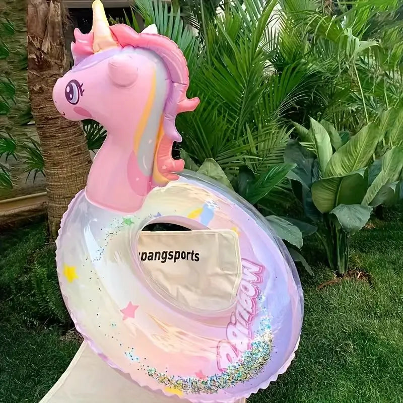 Bouée licorne gonflable vue de dessus