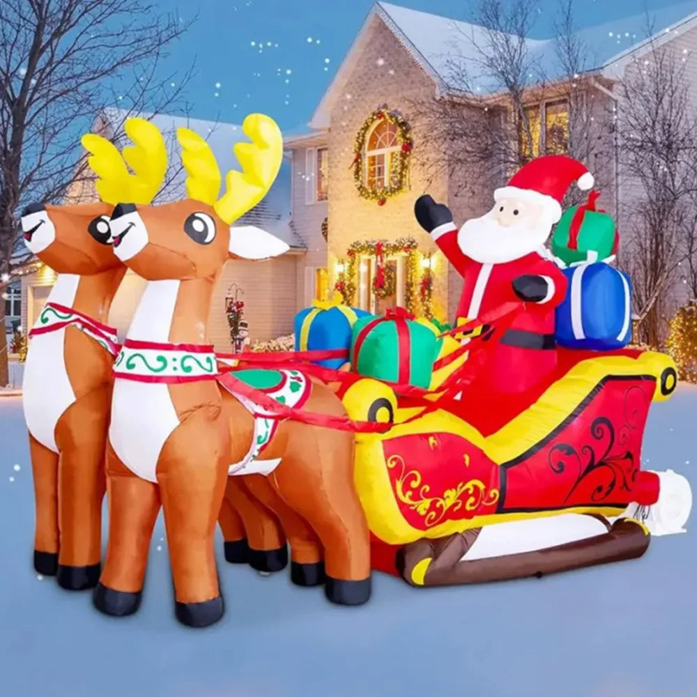 Détail de la découpe tridimensionnelle du renne gonflable de Noël