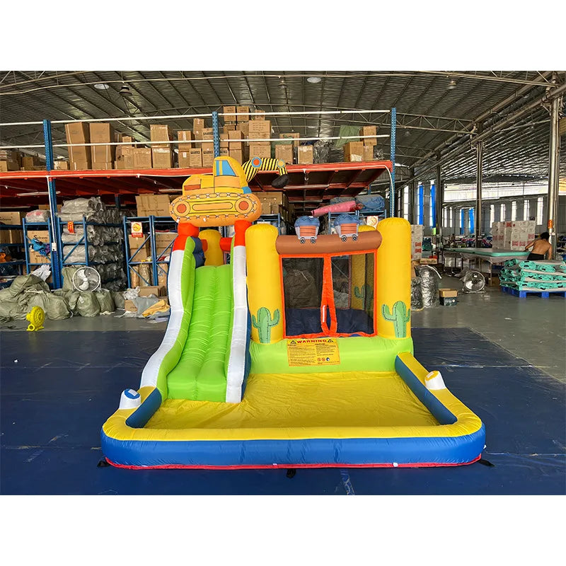 Château gonflable toboggan combo camion chantier enfants