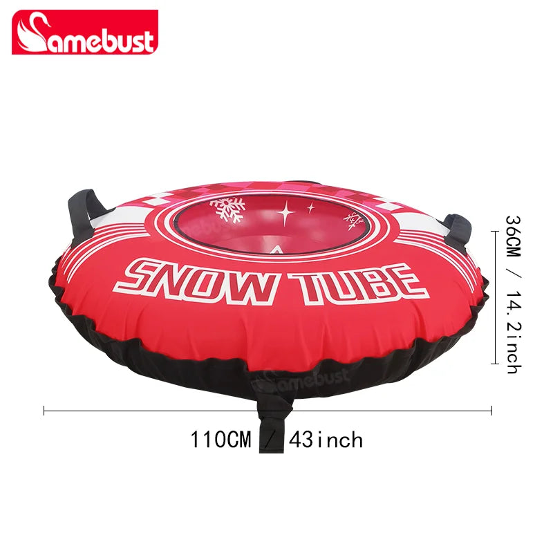 Luge gonflable rose pliée transport facile sports d'hiver