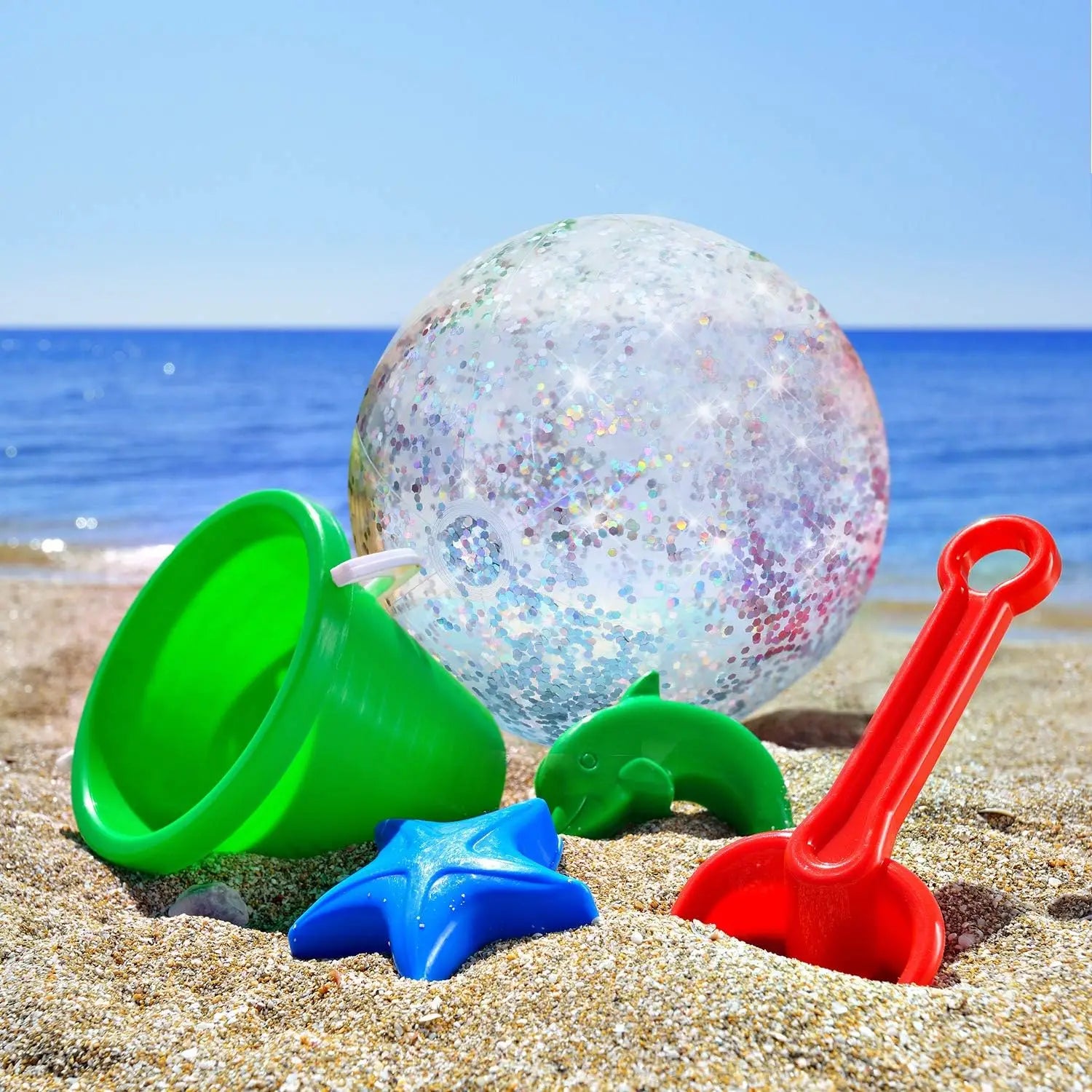 Bouée gonflable paillettes transparente piscine