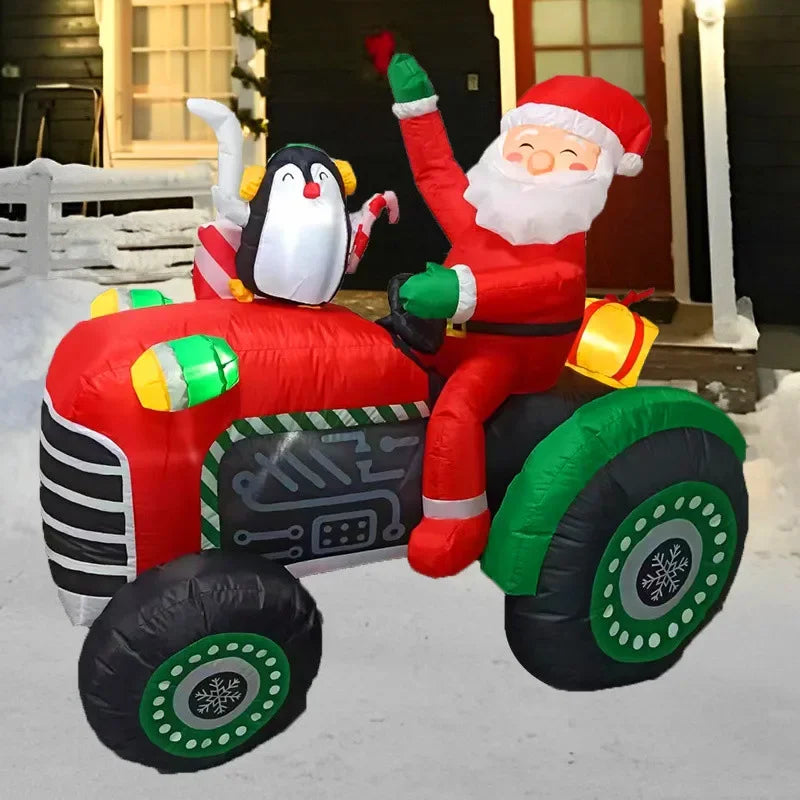 Décoration Noël gonflable installée dans un jardin