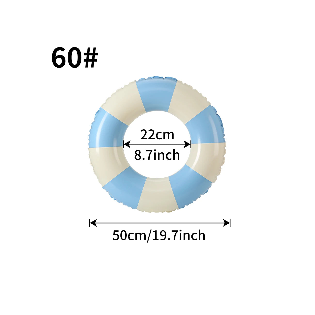 Anneau gonflable rayué bleu 60cm piscine