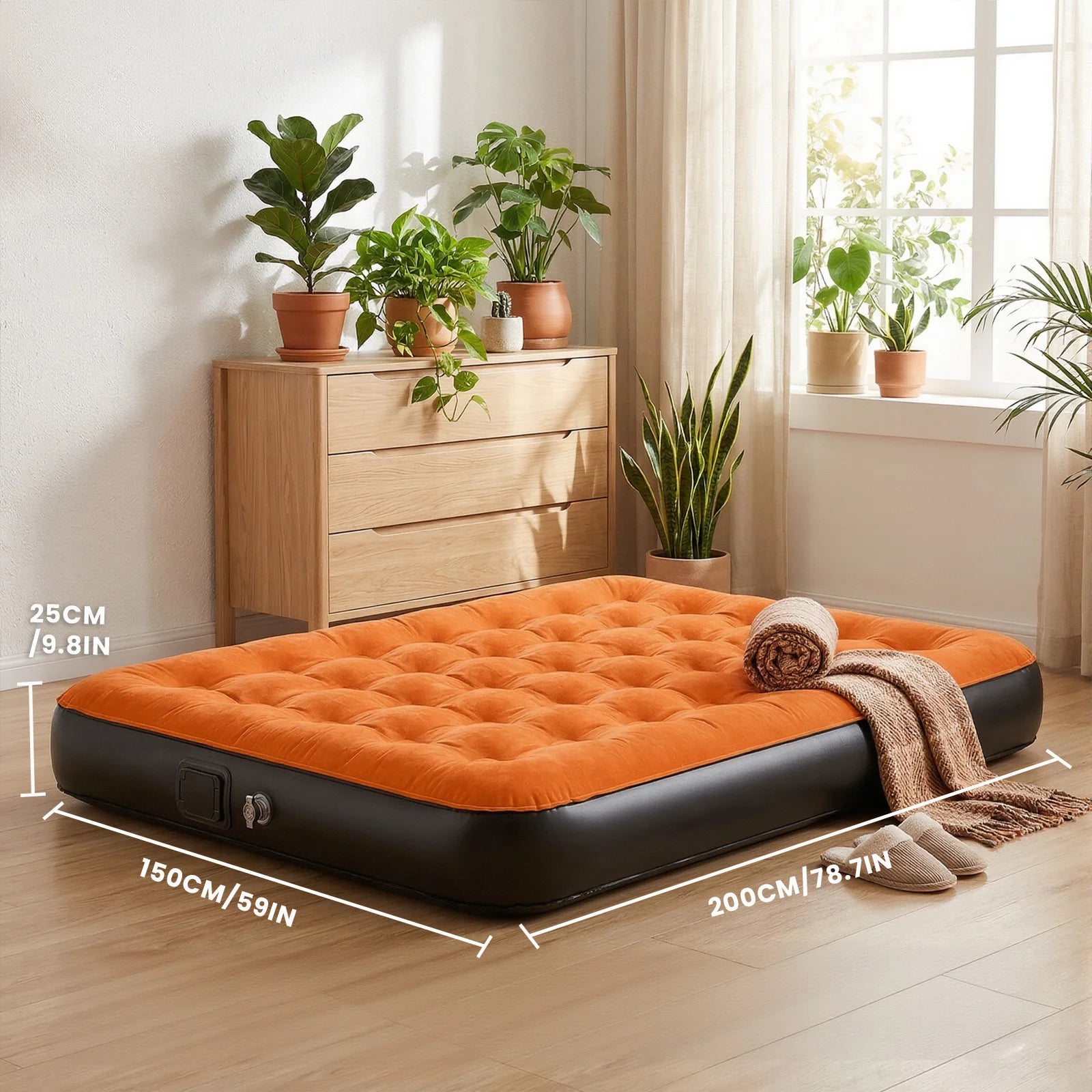 Surface floquée douce du matelas gonflable de camping