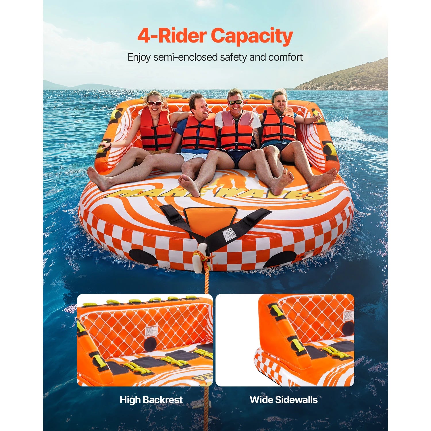 Tube remorquable gonflable 3 pilotes sur lac