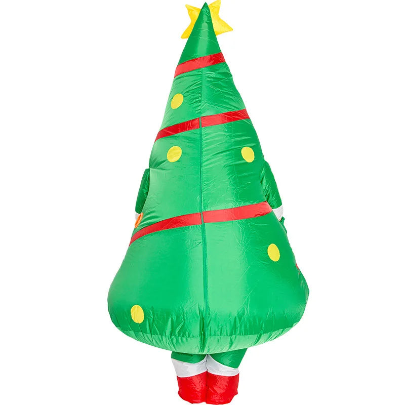 Vue de côté du costume gonflable sapin de Noël adulte