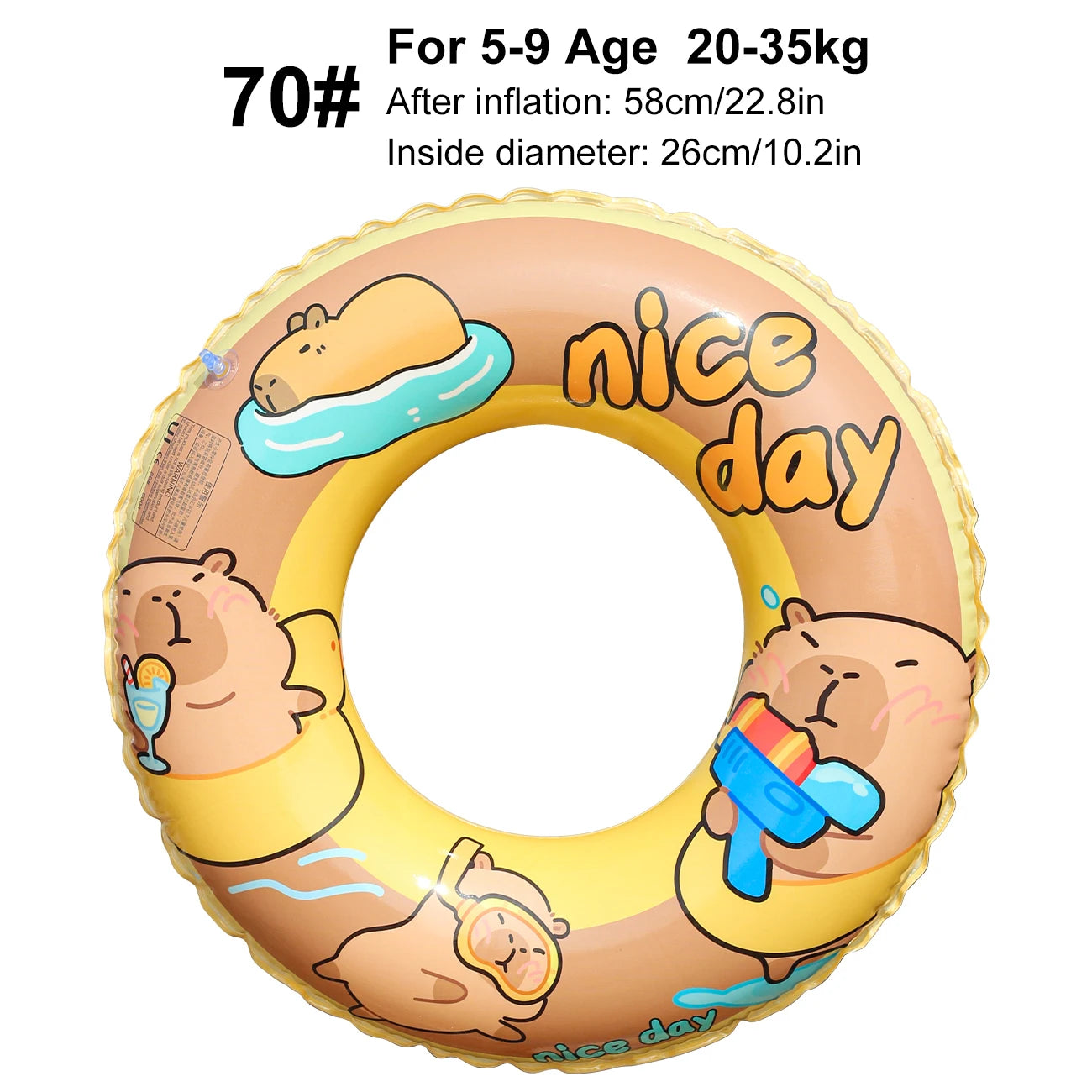 Flotteur gonflable capibara bleu 80 cm piscine famille
