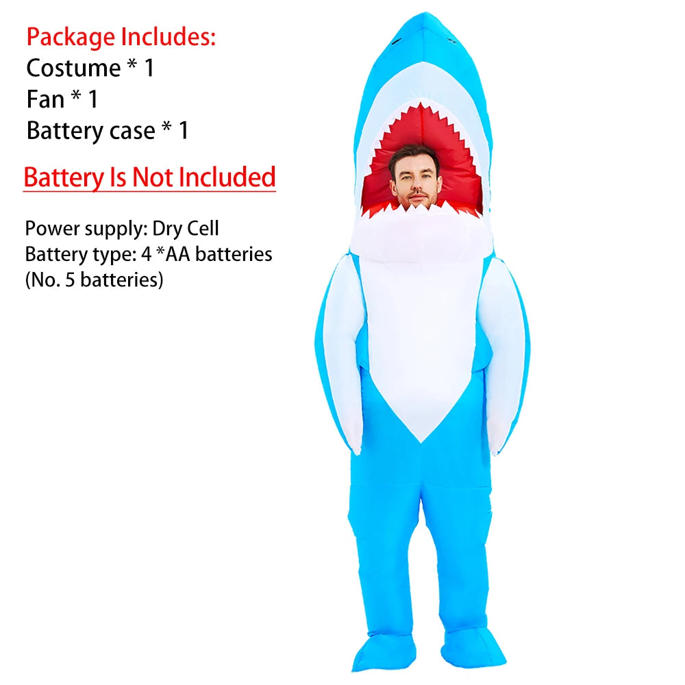 Costume gonflable requin polyester unisexe