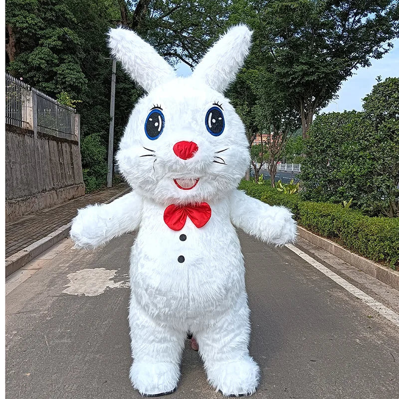 Costume gonflable lapin blanc pour adulte, vue d'ensemble