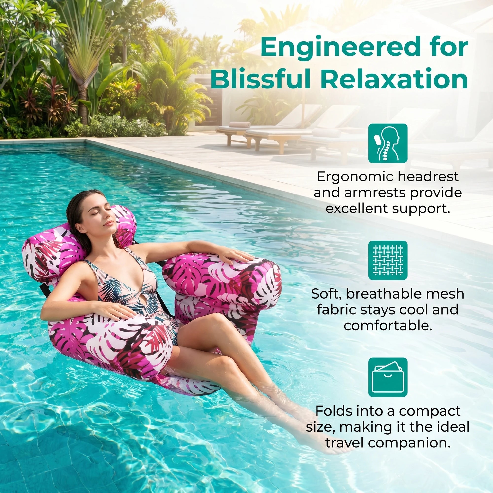 Transat gonflable flottant vert piscine adulte