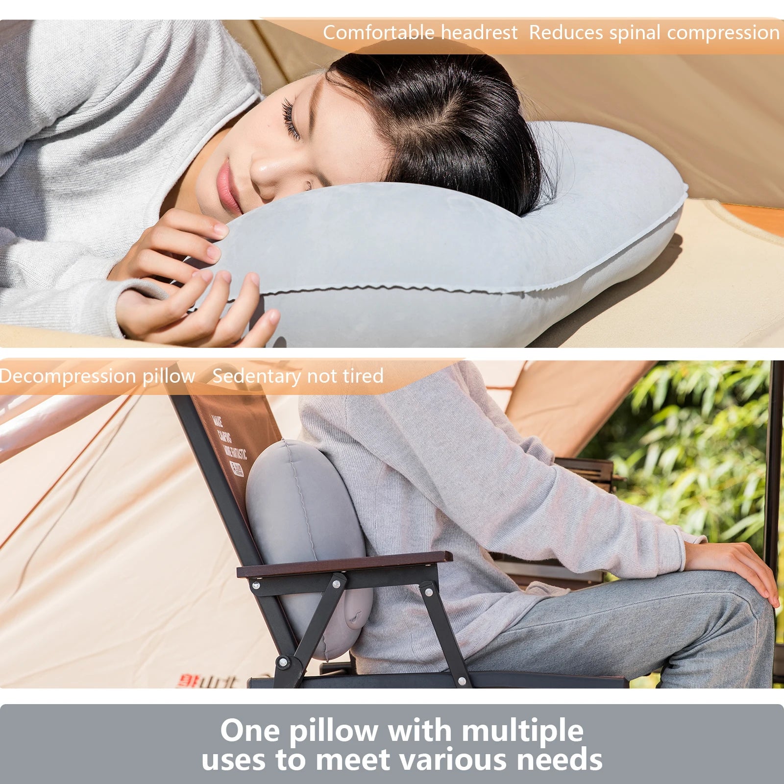 Oreiller gonflable replié pour le rangement