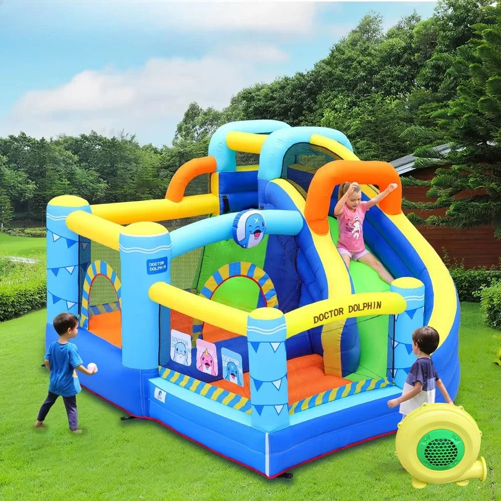 Toboggan aquatique gonflable extérieur enfants vue avant