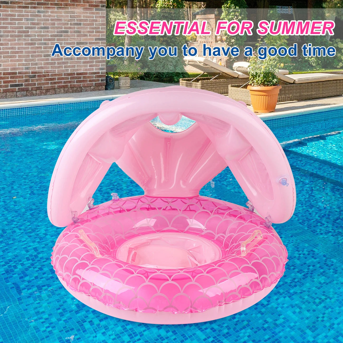 Flotteur gonflable auvent siège sécurisé enfant piscine