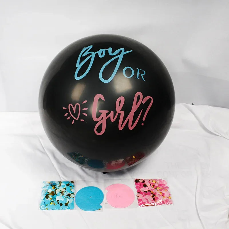 Ballon gonflable noir 91 cm avant gonflage pour fête prénatale