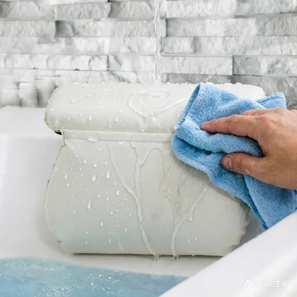 Détail ventouses antidérapantes coussin bain mousse PVC