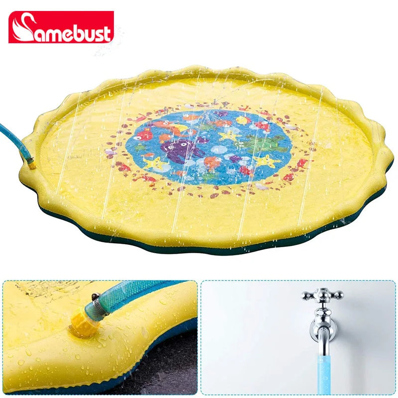 Tapis gonflable aquatique enfants jets eau pelouse extérieur