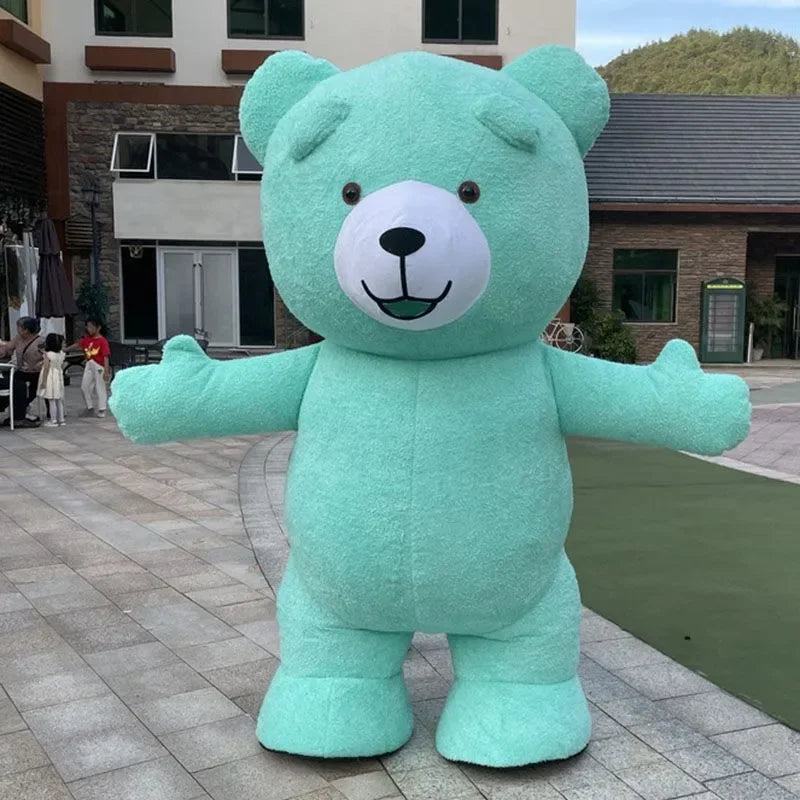 Costume gonflable ours en peluche, coloris vert